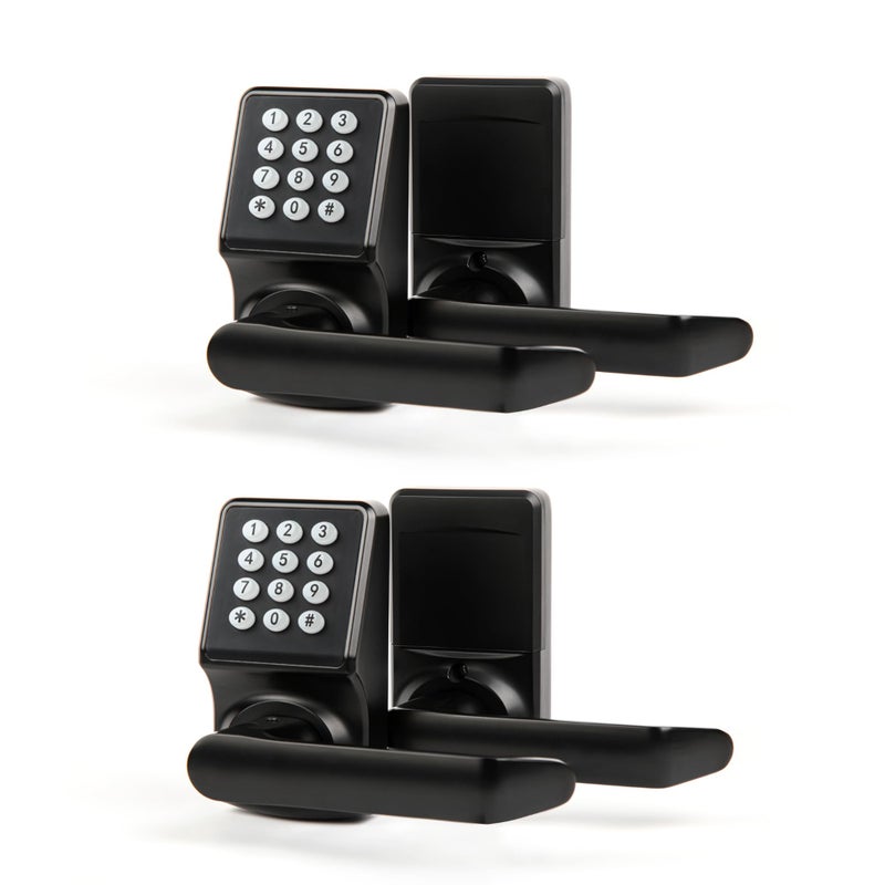Cielsa Dawn Keypad Door Lock with Handle, Digital Door Lock with Keypad Set,Keyless Entry Door Lock with Handle-IC Card and Anti-peep Password- Easy Installation for Home, Hotel-Matte Black-2PACK Set - Image 1